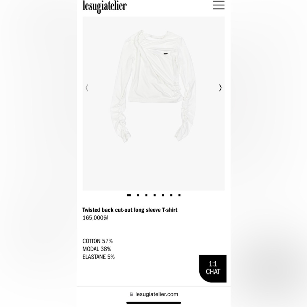 LESUGIATELIER White Twisted Long Sleeve T-Shirt